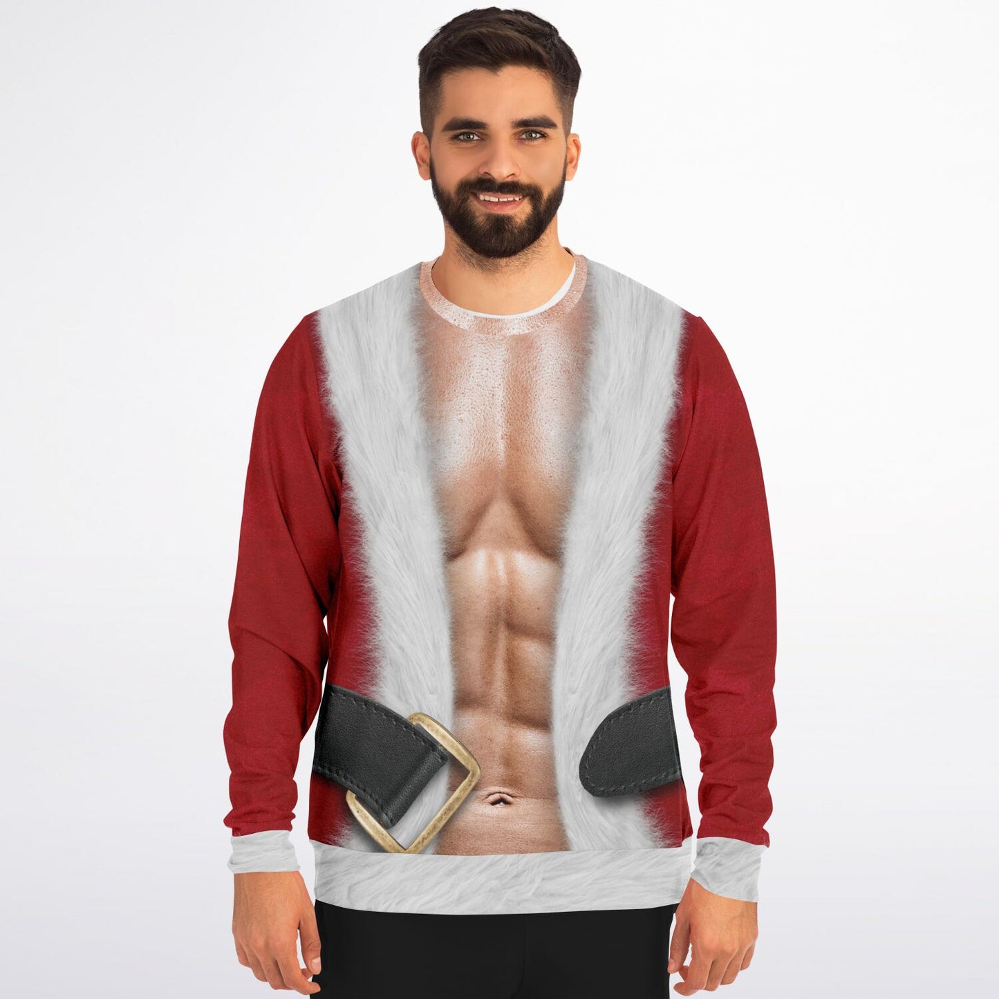 Fit Caucasian Santa Print Christmas Sweatshirt