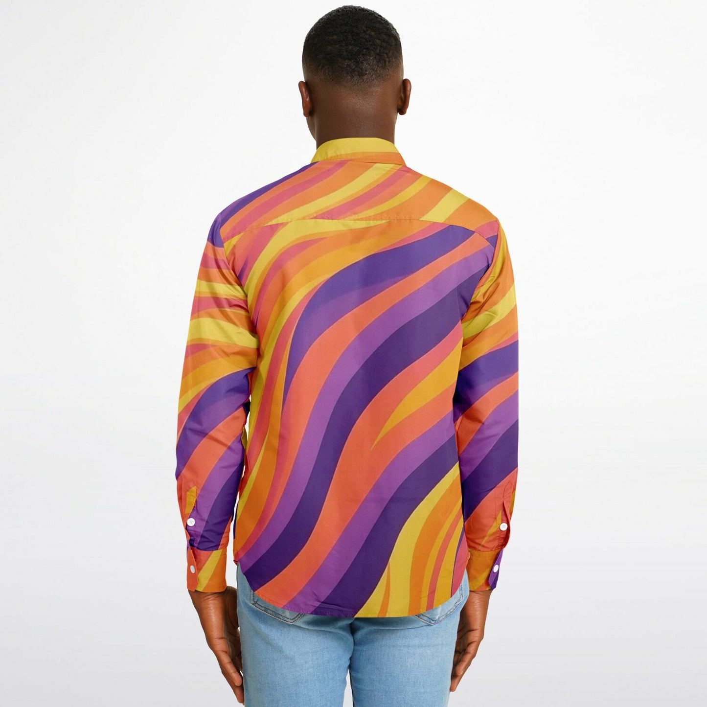 Rick Aim Color Pattern Long Sleeve Button Down Shirt - AOP