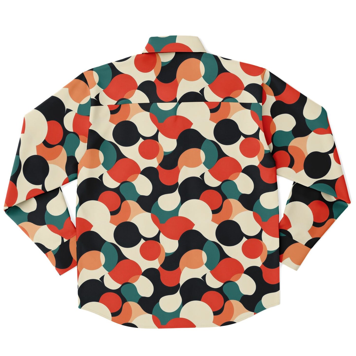 Abstract Colored Pattern Long Sleeve Button Down Shirt - AOP