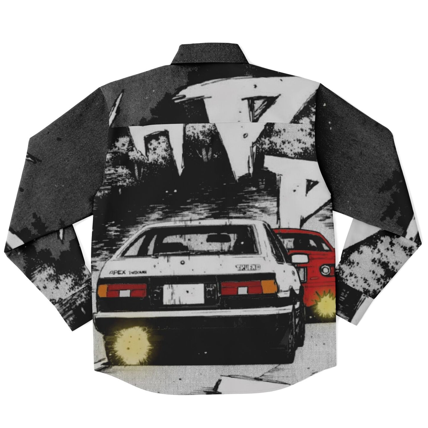 Initial D Illustration Long Sleeve Button Down Shirt - AOP