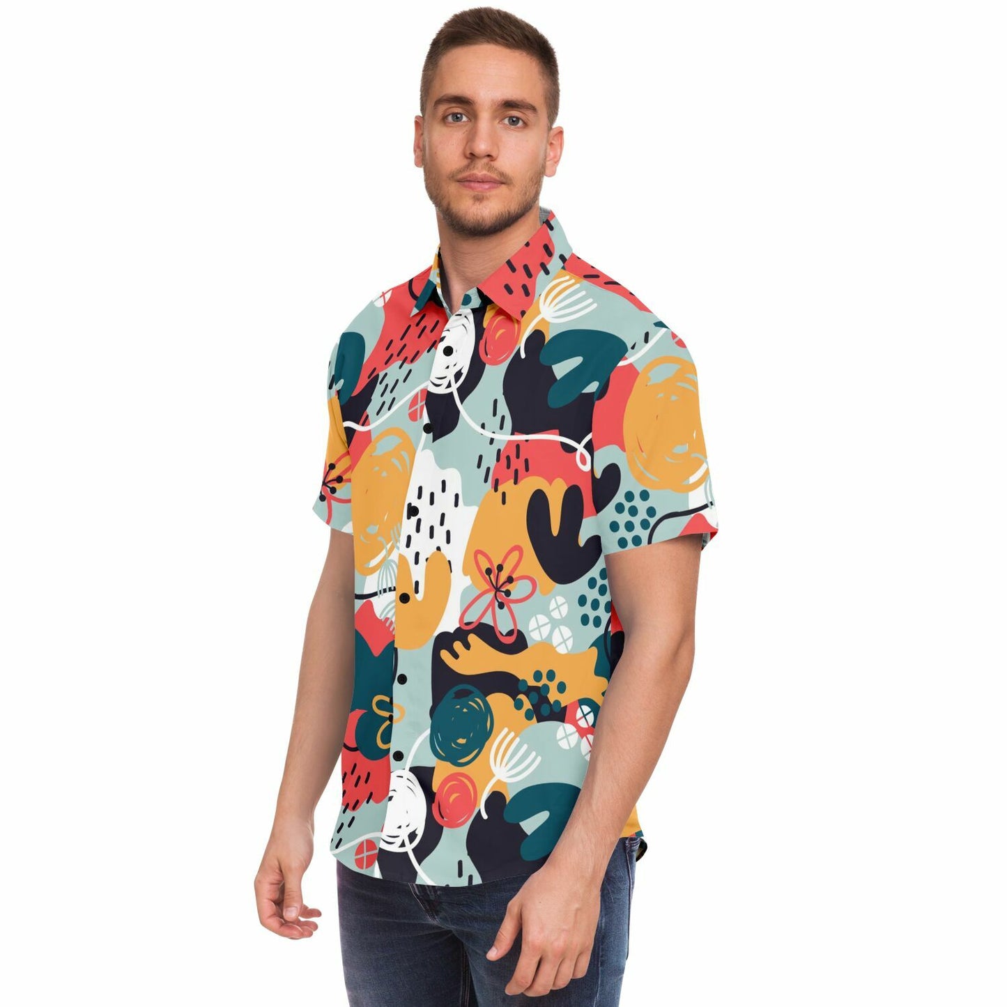 Abstract Painting Short Sleeve Button Down Shirt - AOP