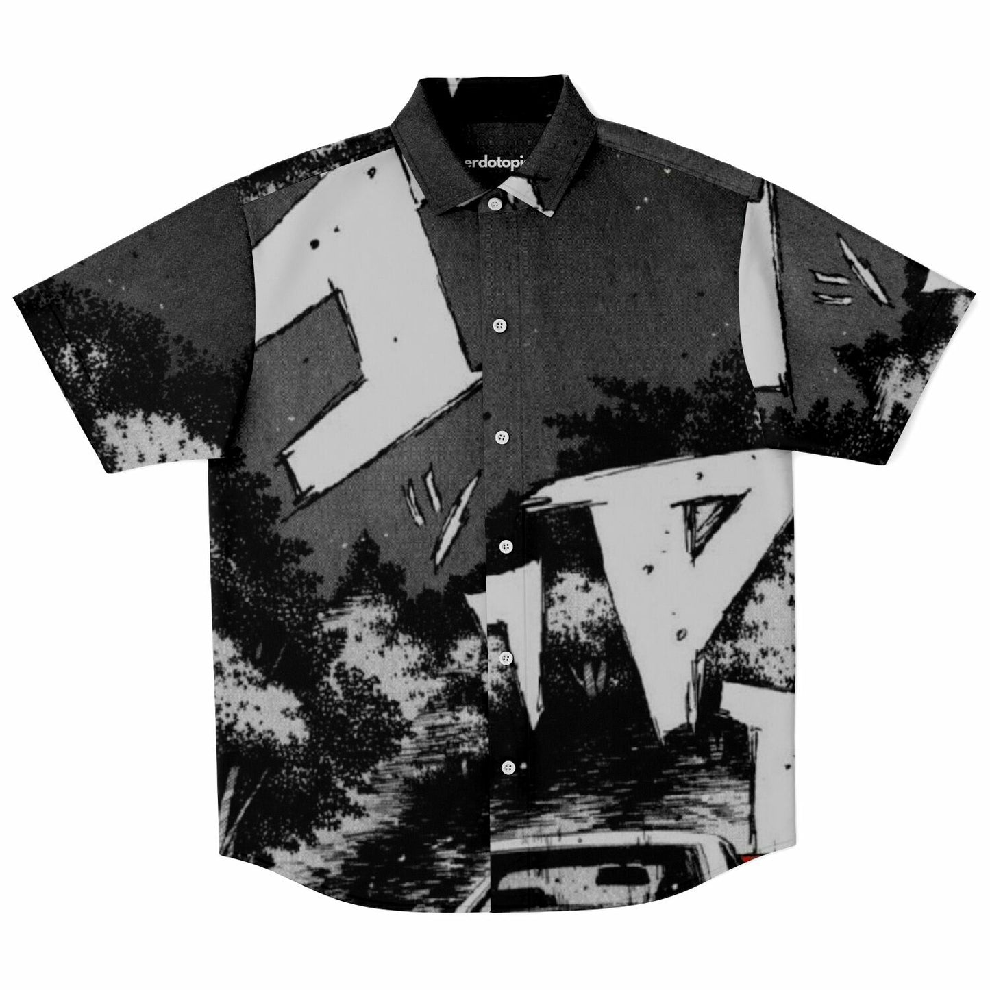 Initial D Illustration Short Sleeve Button Down Shirt - AOP