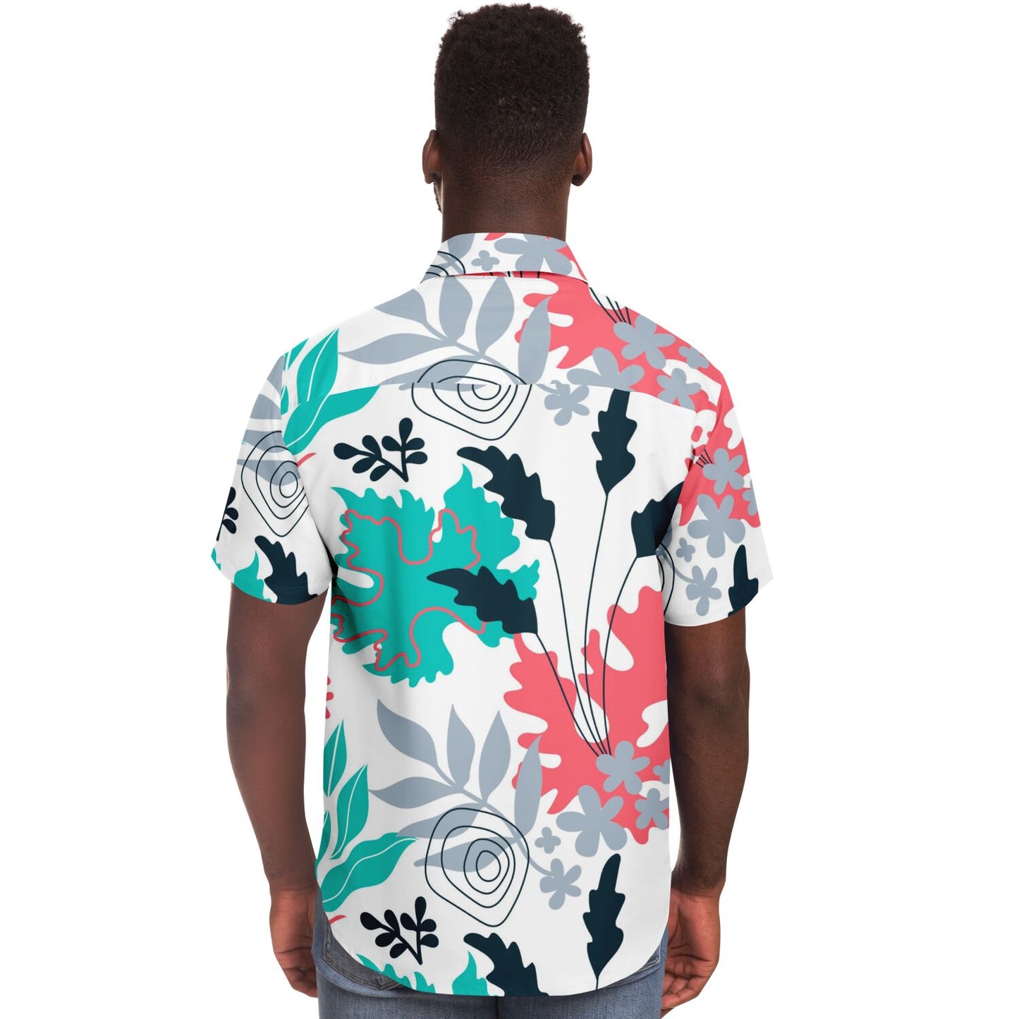 Floral Artwork Short Sleeve Button Down Shirt - AOP