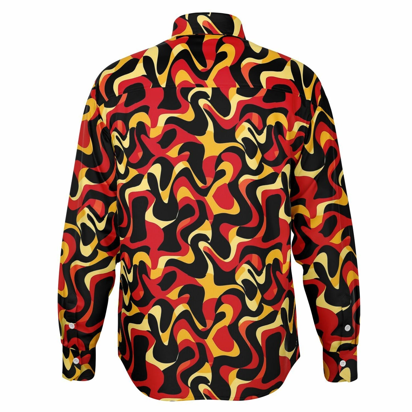 Orange Yellow Abstract Pattern Long Sleeve Button Down Shirt - AOP