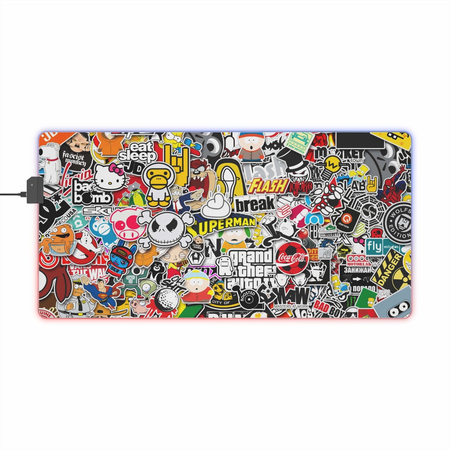 Sticker Bomb RGB LED Gaming Mouse Pad