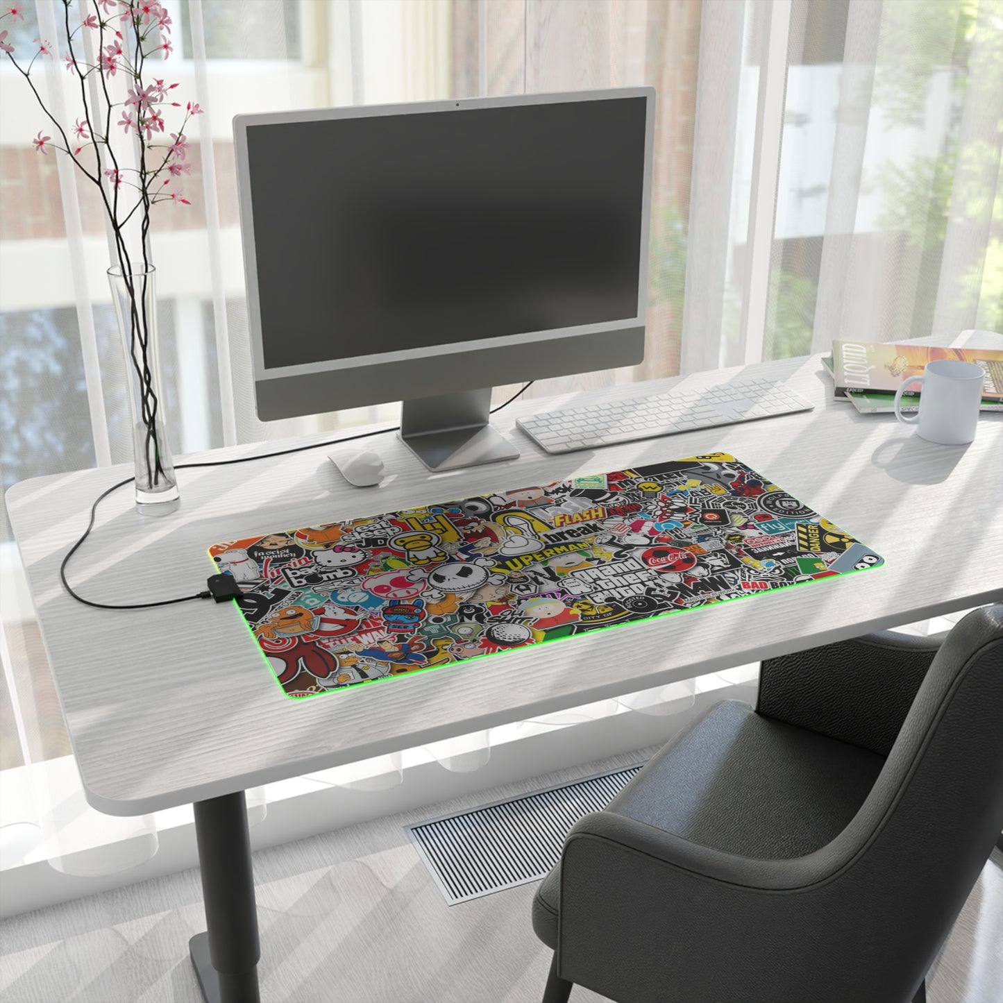 Sticker Bomb RGB LED Gaming Mouse Pad