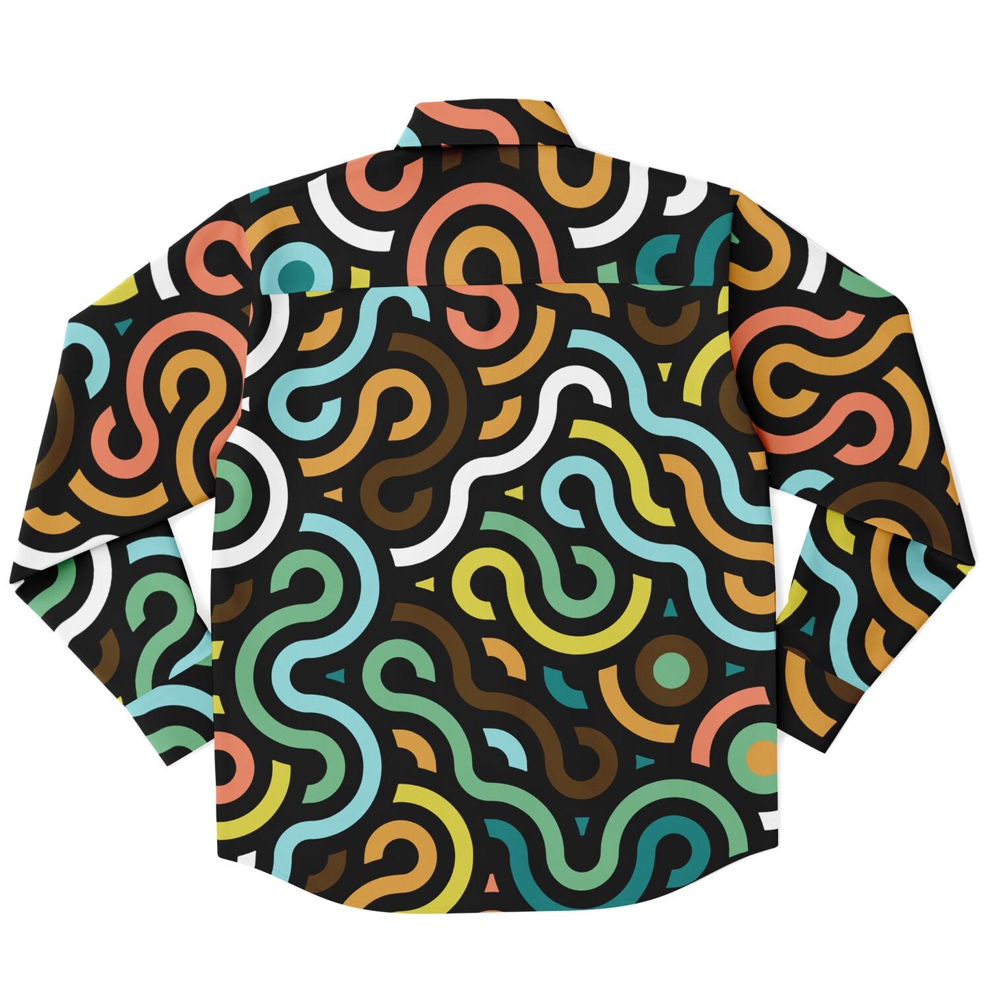 Colored Doodle Art Long Sleeve Button Down Shirt - AOP