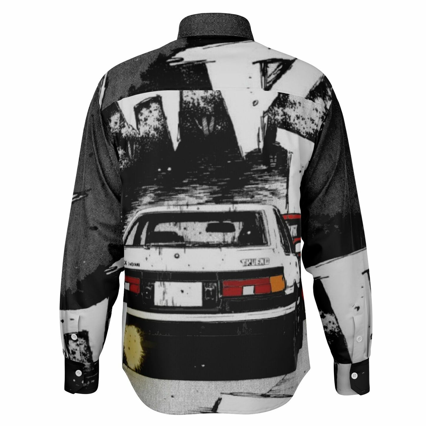 Initial D Illustration Long Sleeve Button Down Shirt - AOP