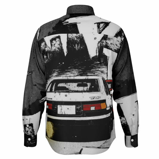Initial D Illustration Long Sleeve Button Down Shirt - AOP
