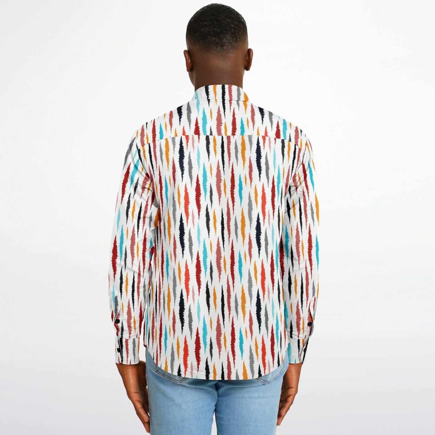 Colored Seamless Pattern Long Sleeve Button Down Shirt - AOP