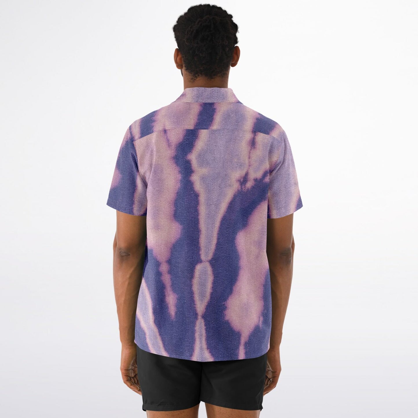 Tie-Dye Pattern Inspired Spread Collar Short Sleeve Shirt
