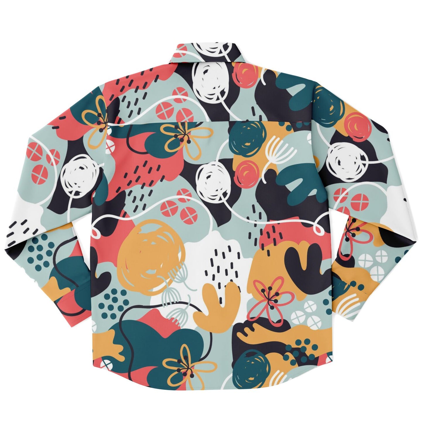 Abstract Pattern Long Sleeve Button Down Shirt - AOP