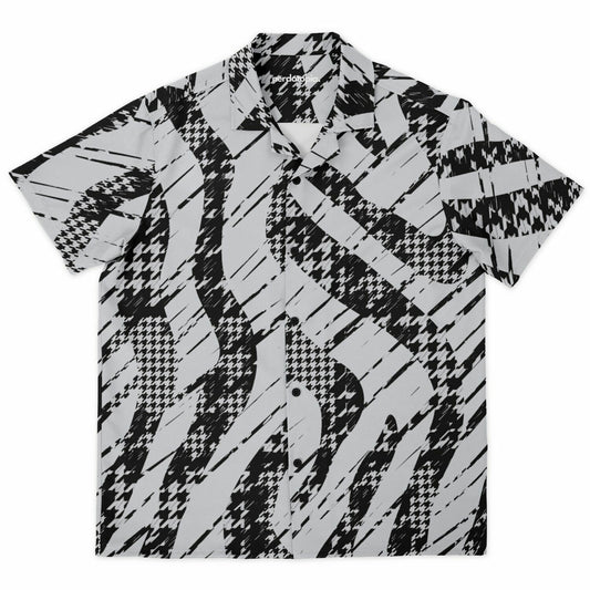 B&W Abstract Spread Collar Short Sleeve Shirt