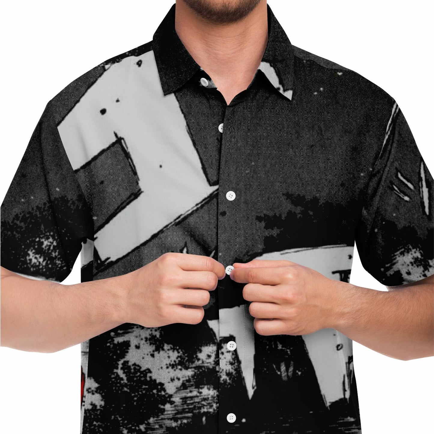 Initial D Illustration Short Sleeve Button Down Shirt - AOP