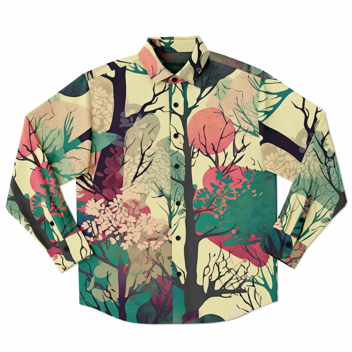 Forest Trees in Autumn Long Sleeve Button Down Shirt - AOP