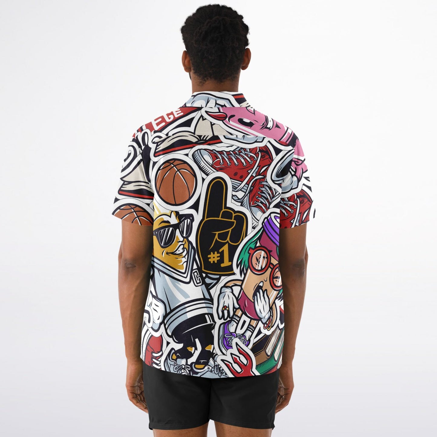Streetwear Illustration Art Spread Collar Short Sleeve Shirt