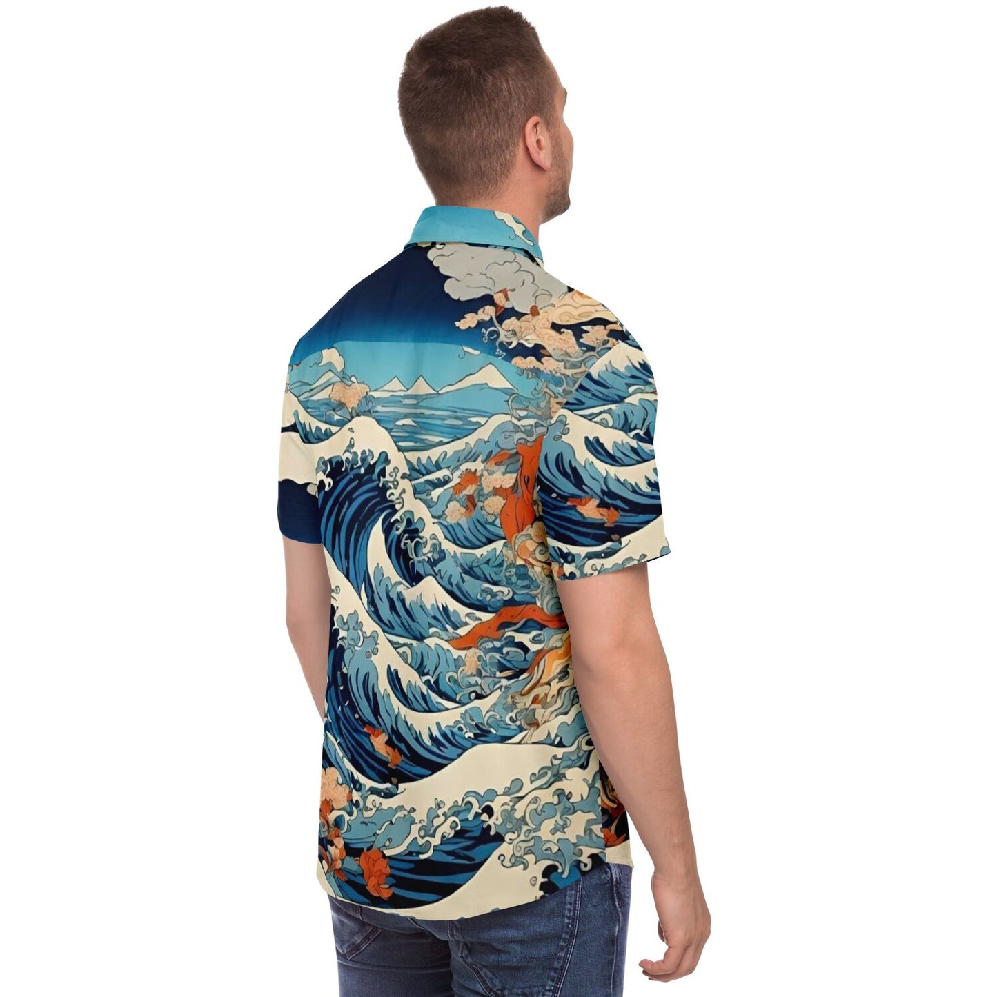 The Great Japanese Waves Short Sleeve Button Down Shirt - AOP