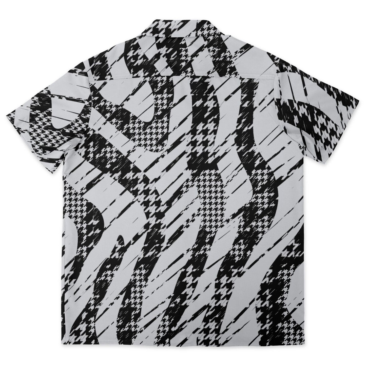 B&W Abstract Spread Collar Short Sleeve Shirt