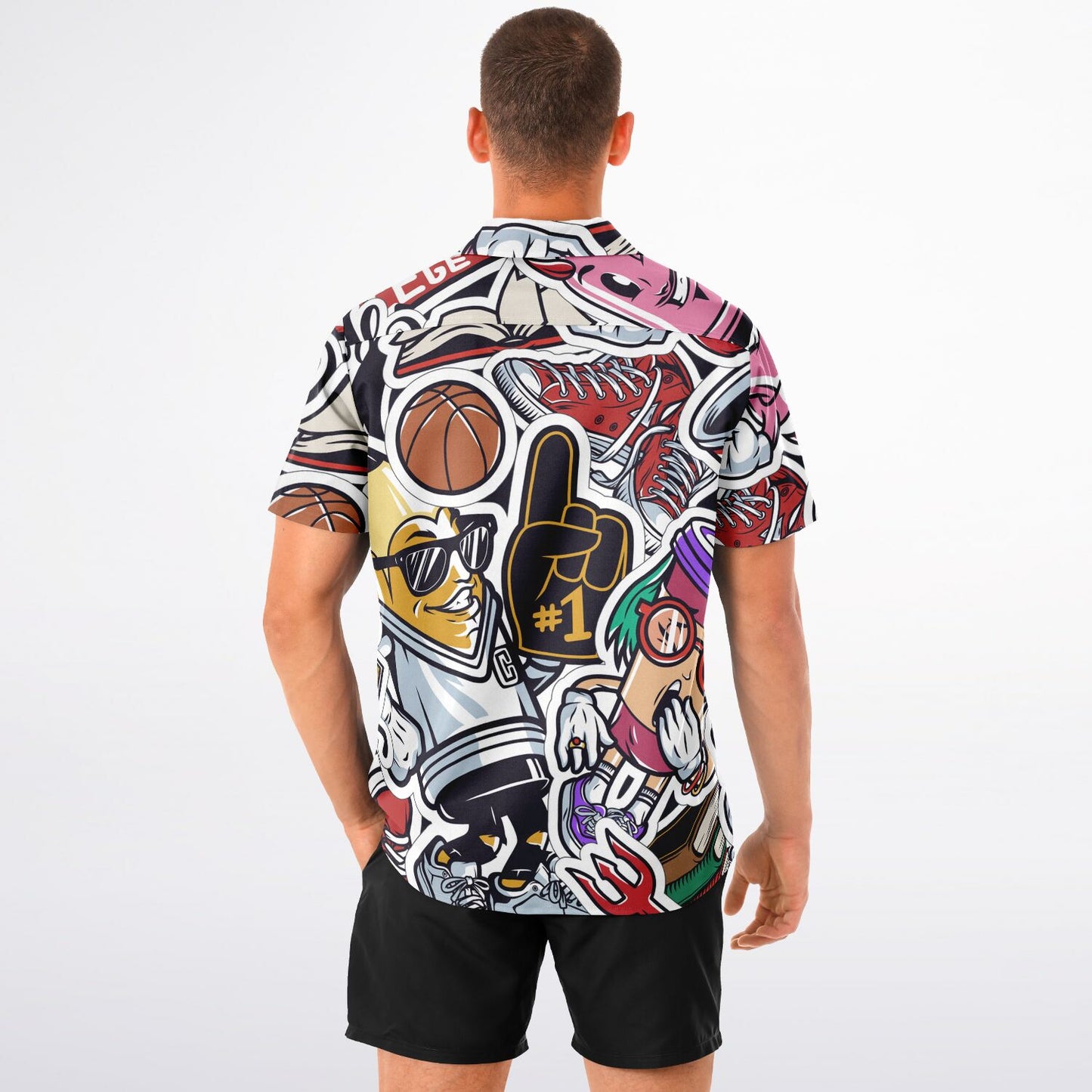 Streetwear Illustration Art Spread Collar Short Sleeve Shirt