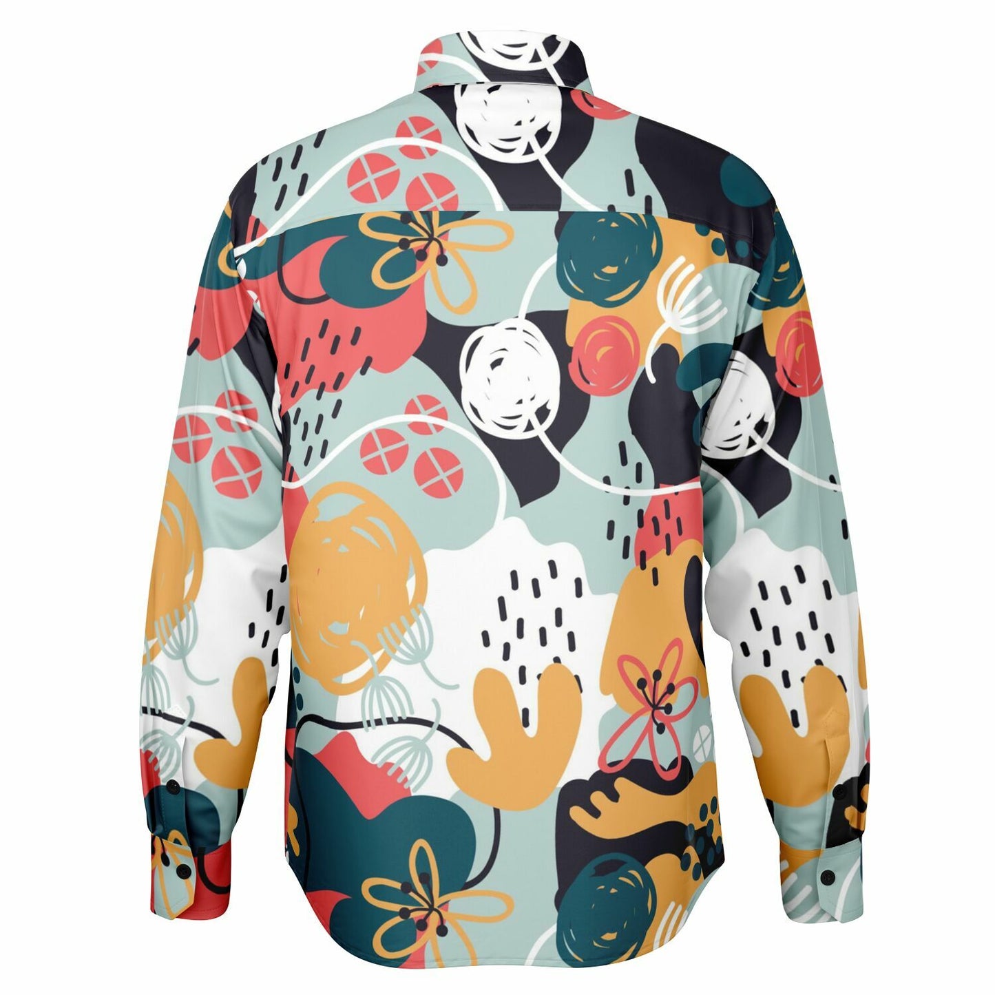 Abstract Pattern Long Sleeve Button Down Shirt - AOP