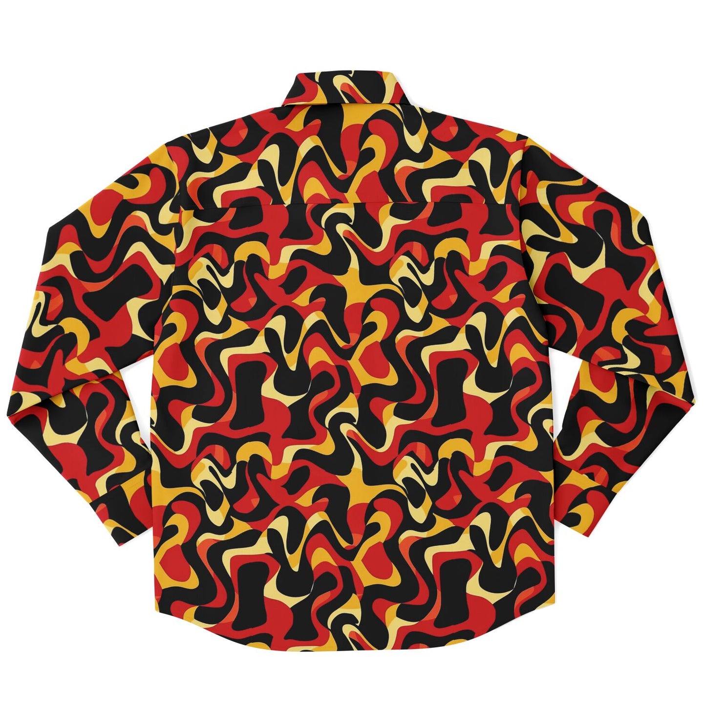 Orange Yellow Abstract Pattern Long Sleeve Button Down Shirt - AOP