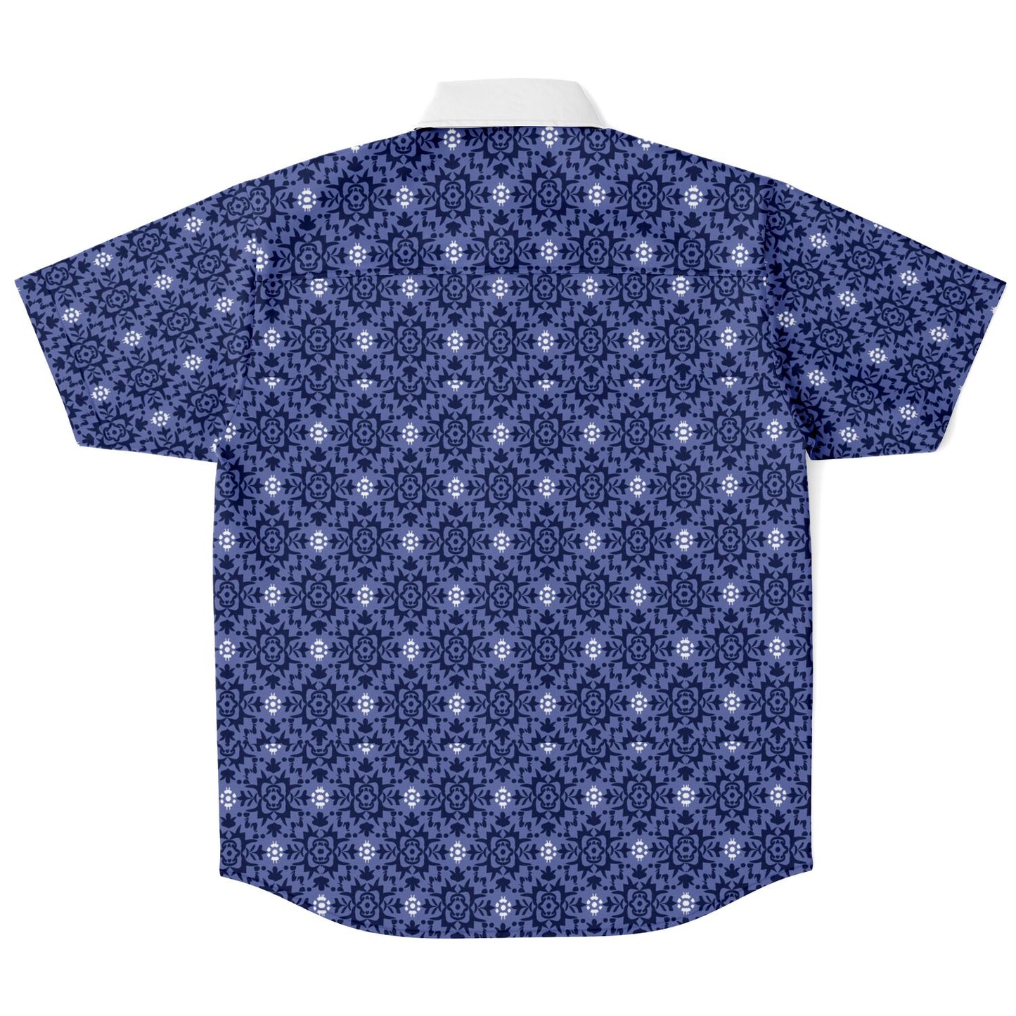 Purple Floral Seamless Pattern Short Sleeve Button Down Shirt - AOP