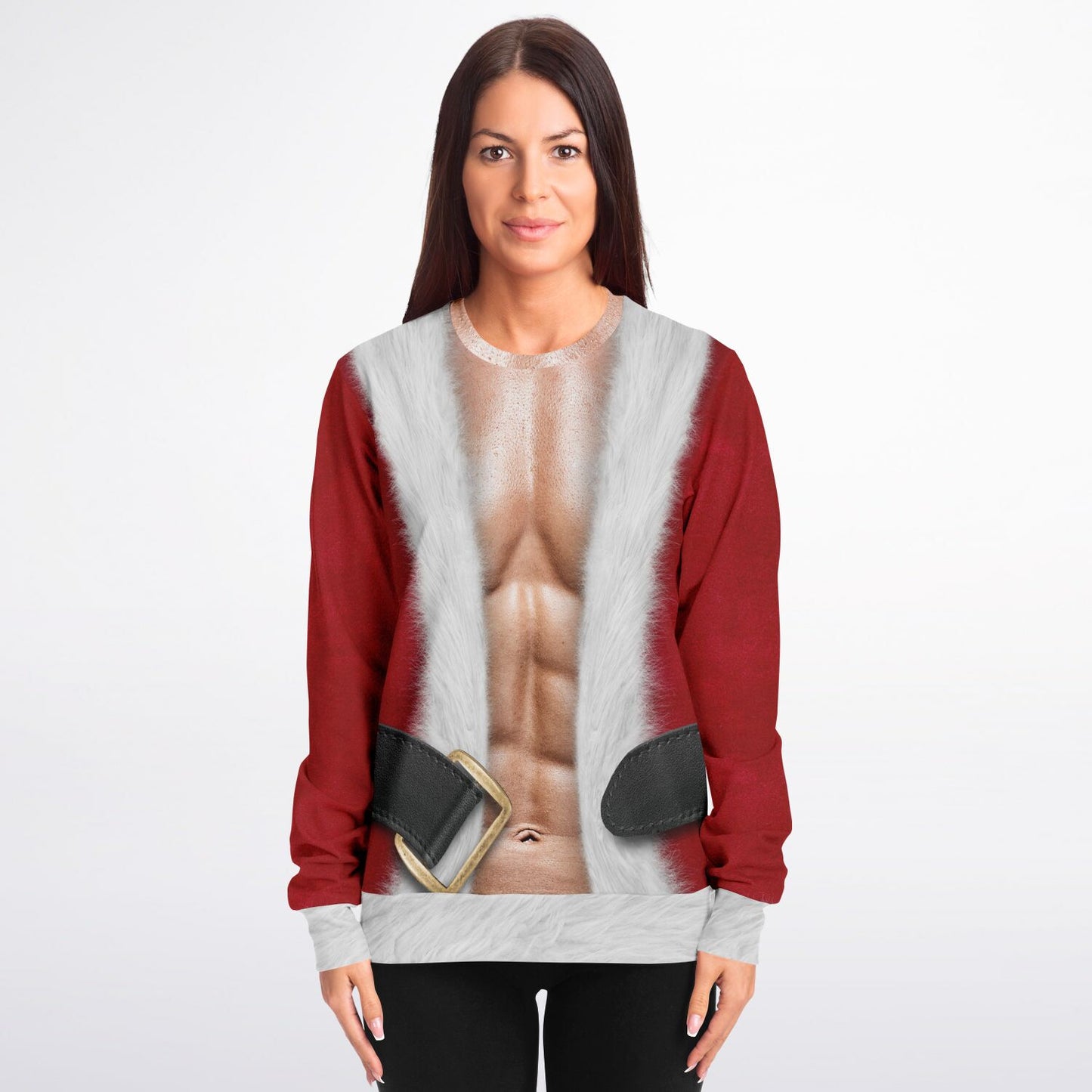 Fit Caucasian Santa Print Christmas Sweatshirt