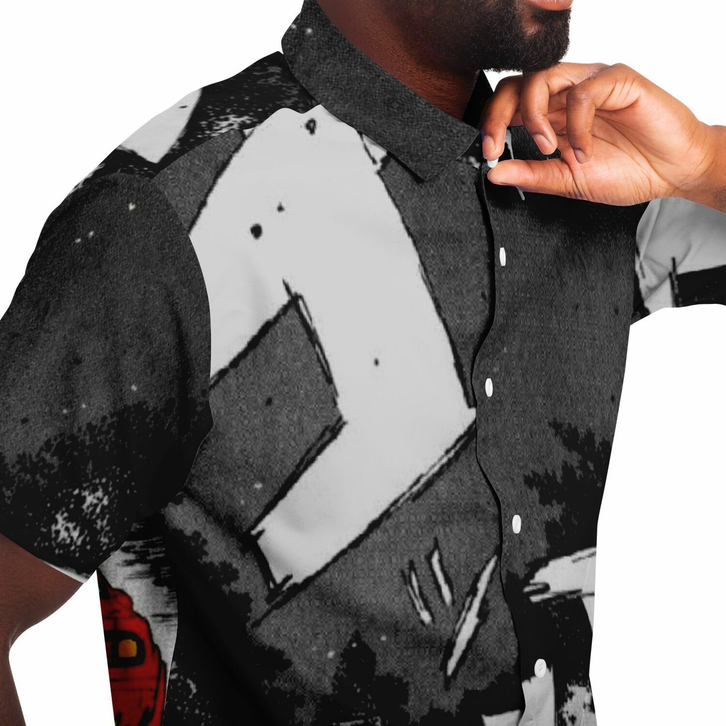 Initial D Illustration Short Sleeve Button Down Shirt - AOP
