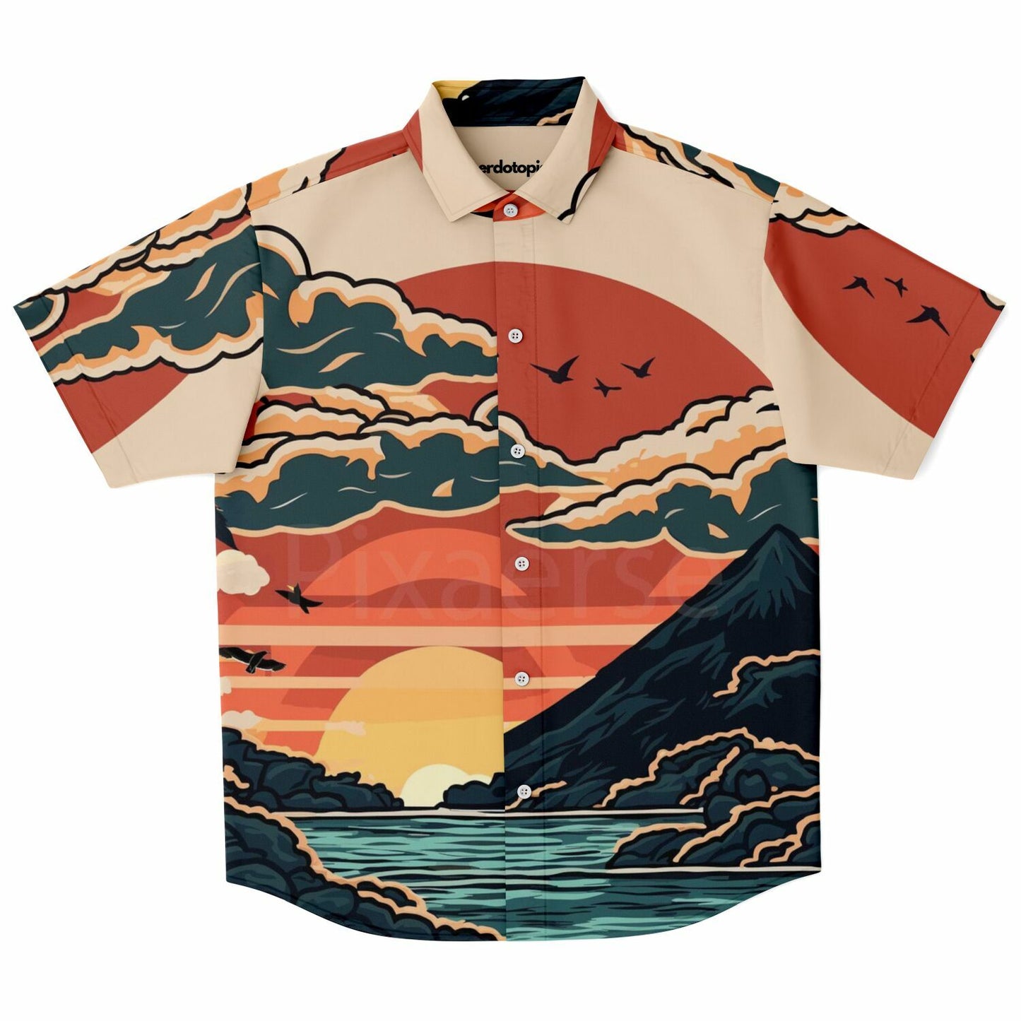 Evo X Illustration Short Sleeve Button Down Shirt - AOP