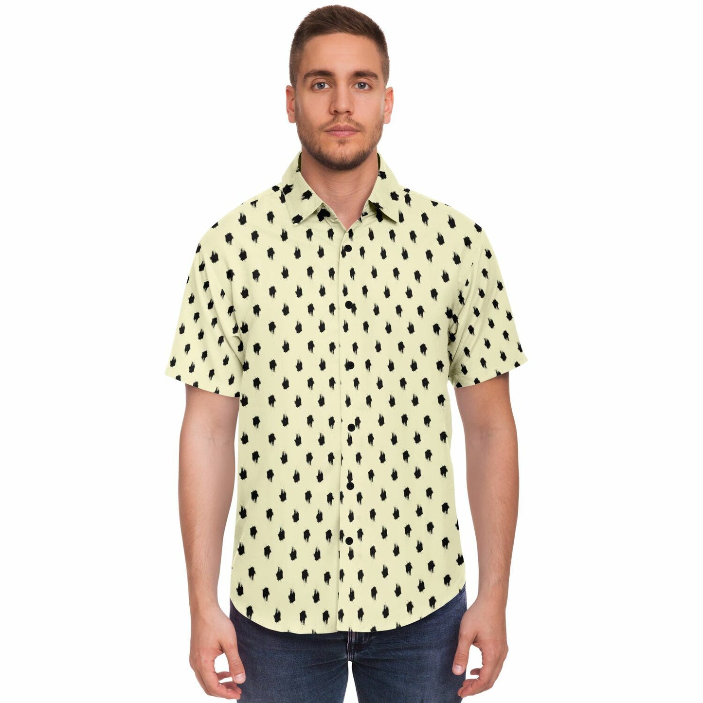 Brushstroke Pattern Short Sleeve Button Down Shirt - AOP