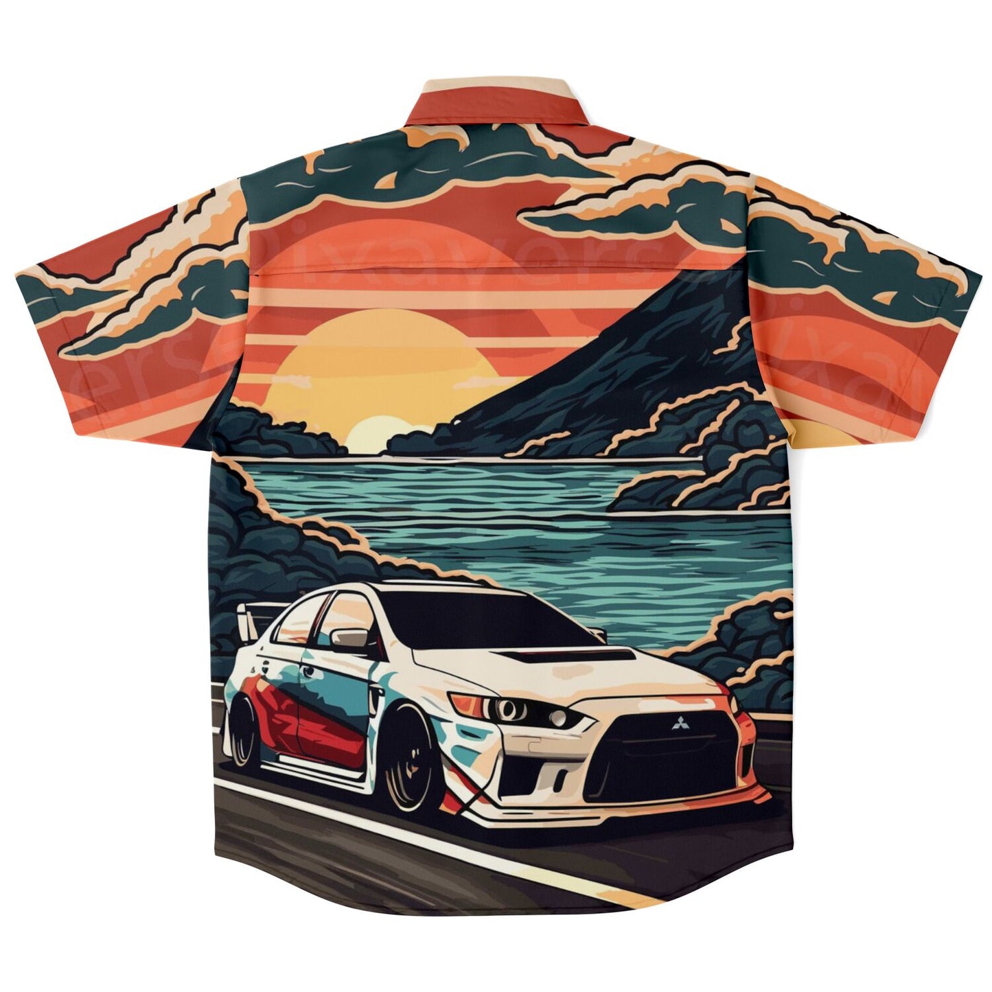 Evo X Illustration Short Sleeve Button Down Shirt - AOP