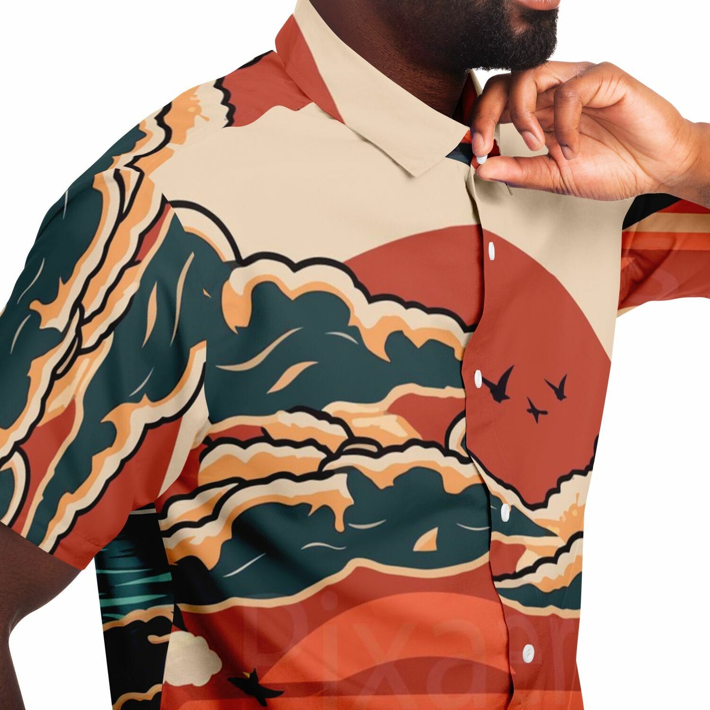 Evo X Illustration Short Sleeve Button Down Shirt - AOP