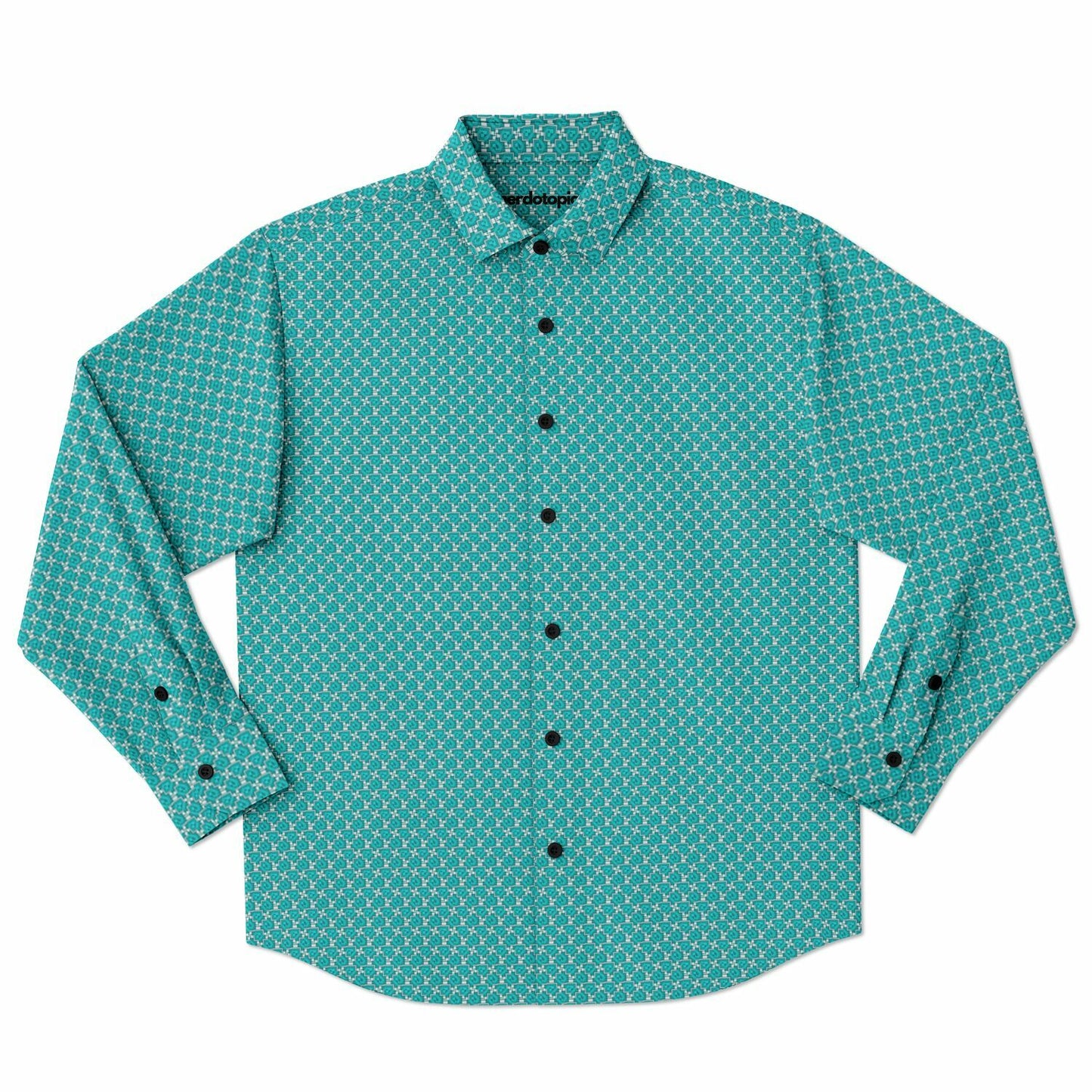 Seamless Minimalist Pattern Long Sleeve Button Down Shirt - AOP