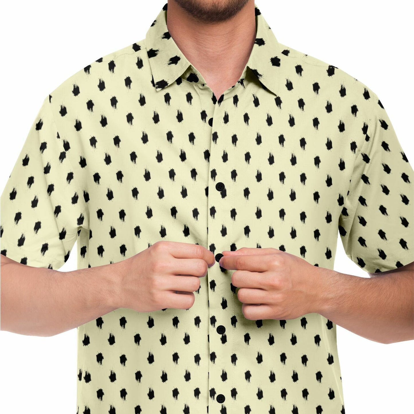 Brushstroke Pattern Short Sleeve Button Down Shirt - AOP