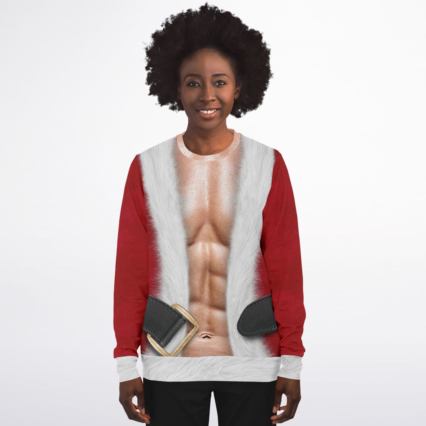 Fit Caucasian Santa Print Christmas Sweatshirt
