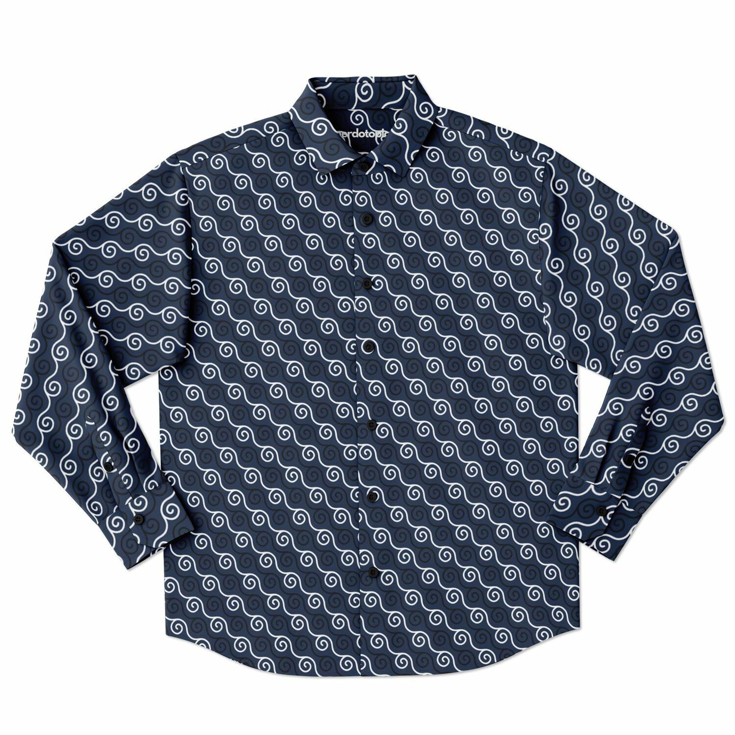 Linen Texture Print Long Sleeve Button Down Shirt - AOP