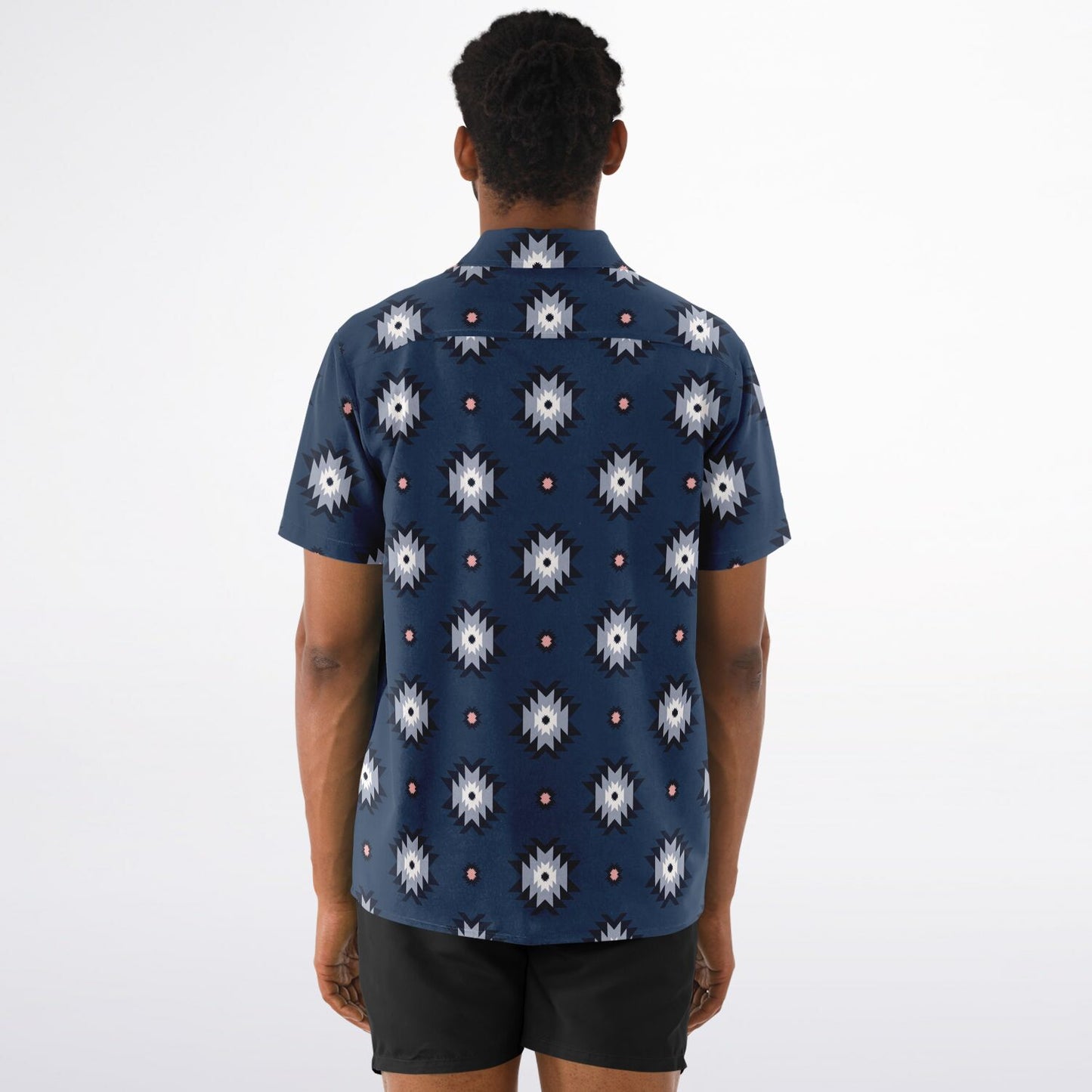 Aztec Pattern Spread Collar Short Sleeve Shirt
