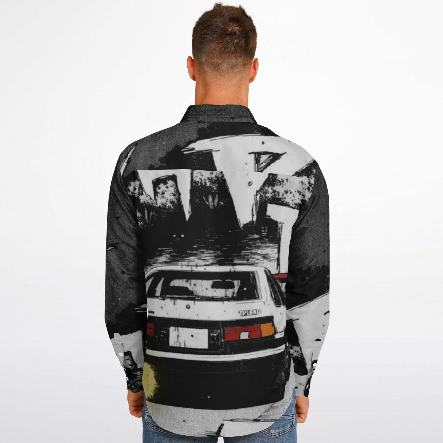 Initial D Illustration Long Sleeve Button Down Shirt - AOP