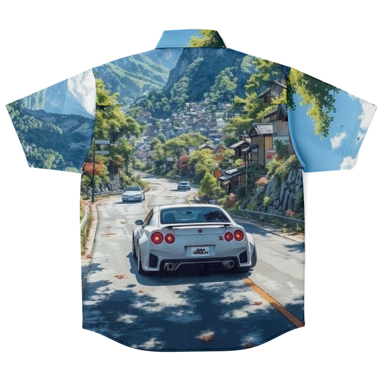 GTR in Japanese Mountains Short Sleeve Button Down Shirt - AOP