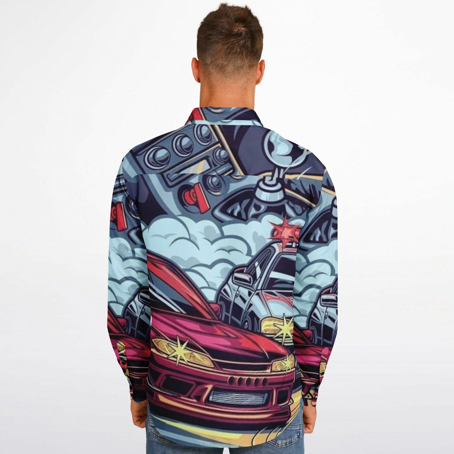 Silvia Illustration Long Sleeve Button Down Shirt - AOP