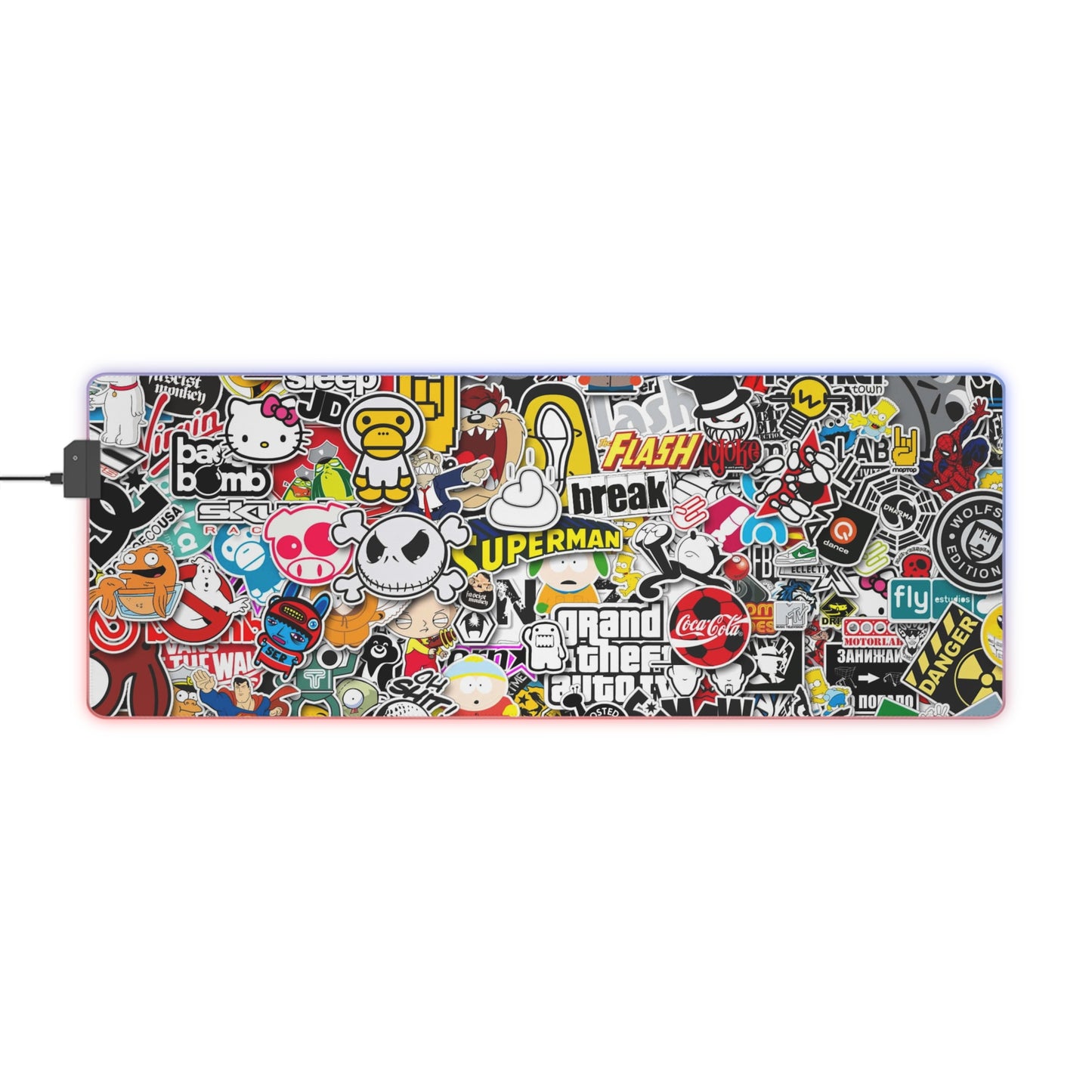 Sticker Bomb RGB LED Gaming Mouse Pad