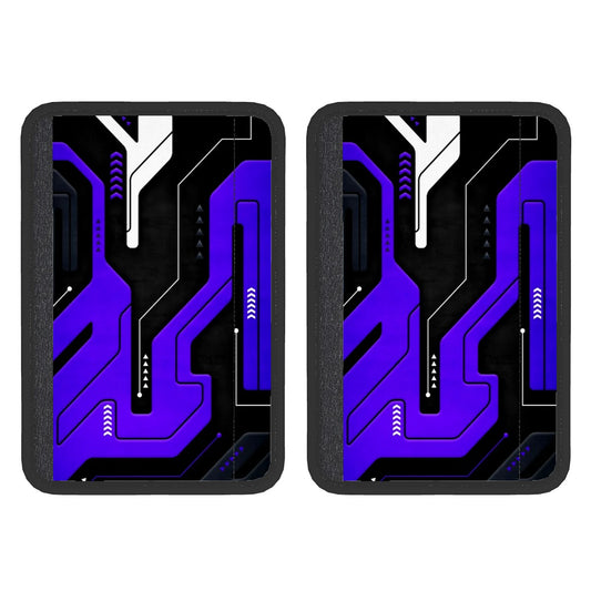 Cyberpunk inspired seat belt cover pad mockup front.