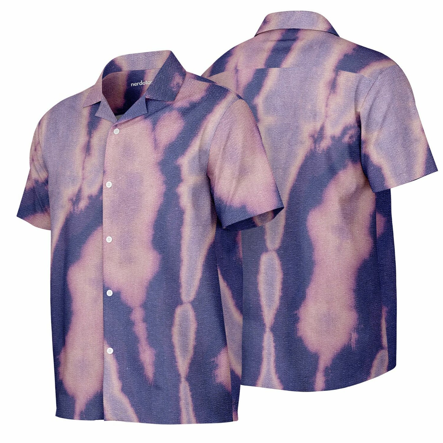 Tie-Dye Pattern Inspired Spread Collar Short Sleeve Shirt