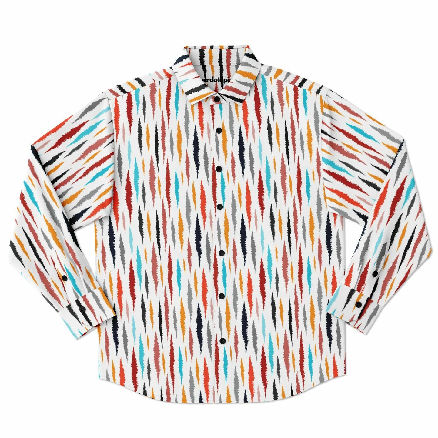 Colored Seamless Pattern Long Sleeve Button Down Shirt - AOP