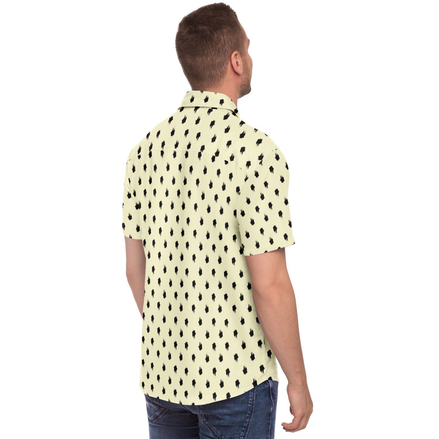 Brushstroke Pattern Short Sleeve Button Down Shirt - AOP