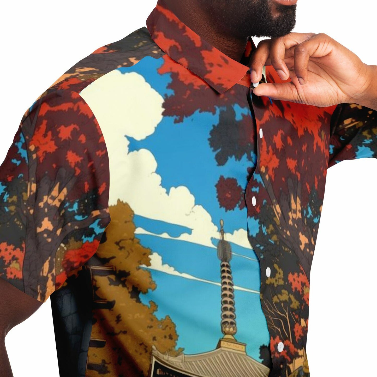 Turbo S Illustration Art Short Sleeve Button Down Shirt - AOP