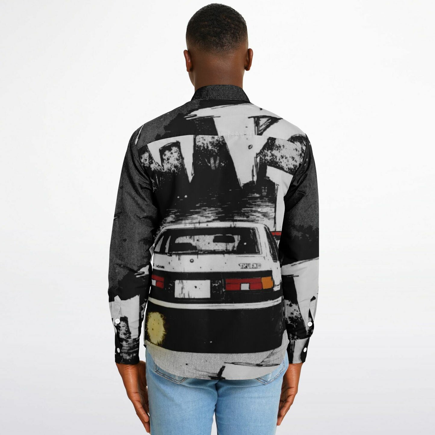 Initial D Illustration Long Sleeve Button Down Shirt - AOP