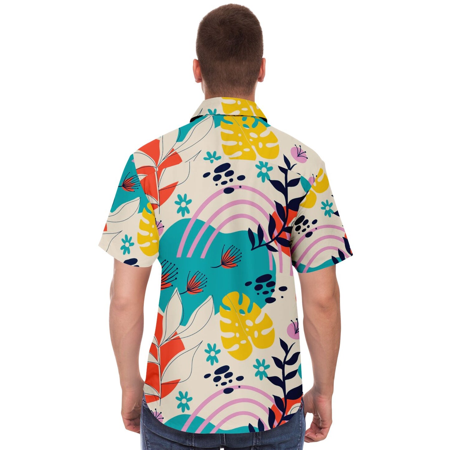 Floral Painting Short Sleeve Button Down Shirt - AOP