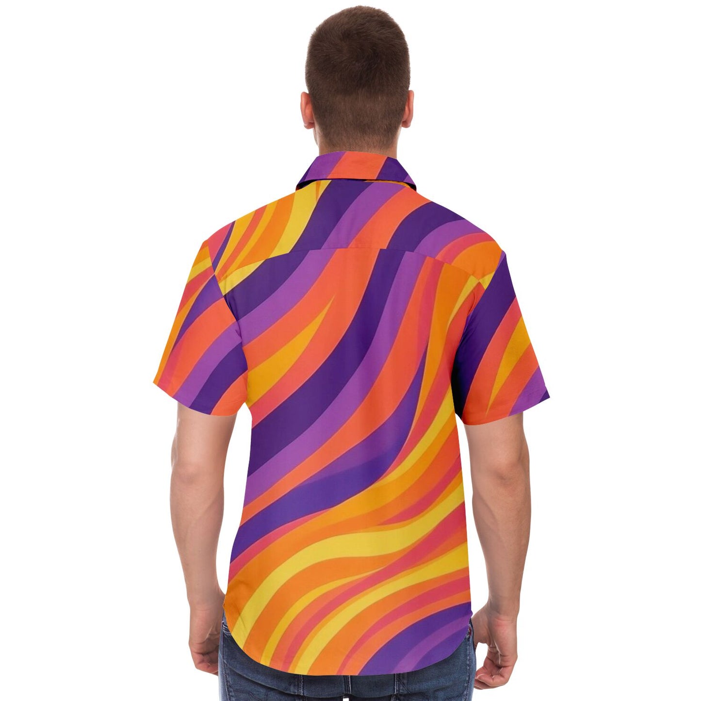 Rick Aim Color Pattern Short Sleeve Button Down Shirt - AOP