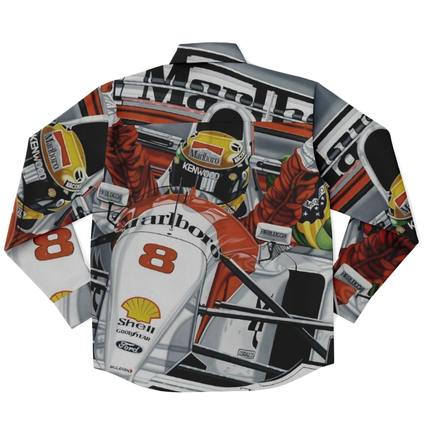 F1 Win Poster Long Sleeve Button Down Shirt - AOP